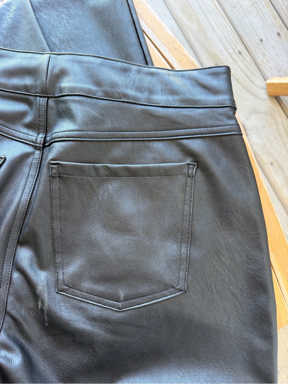 SPANX Black Faux Leather straight leg pants